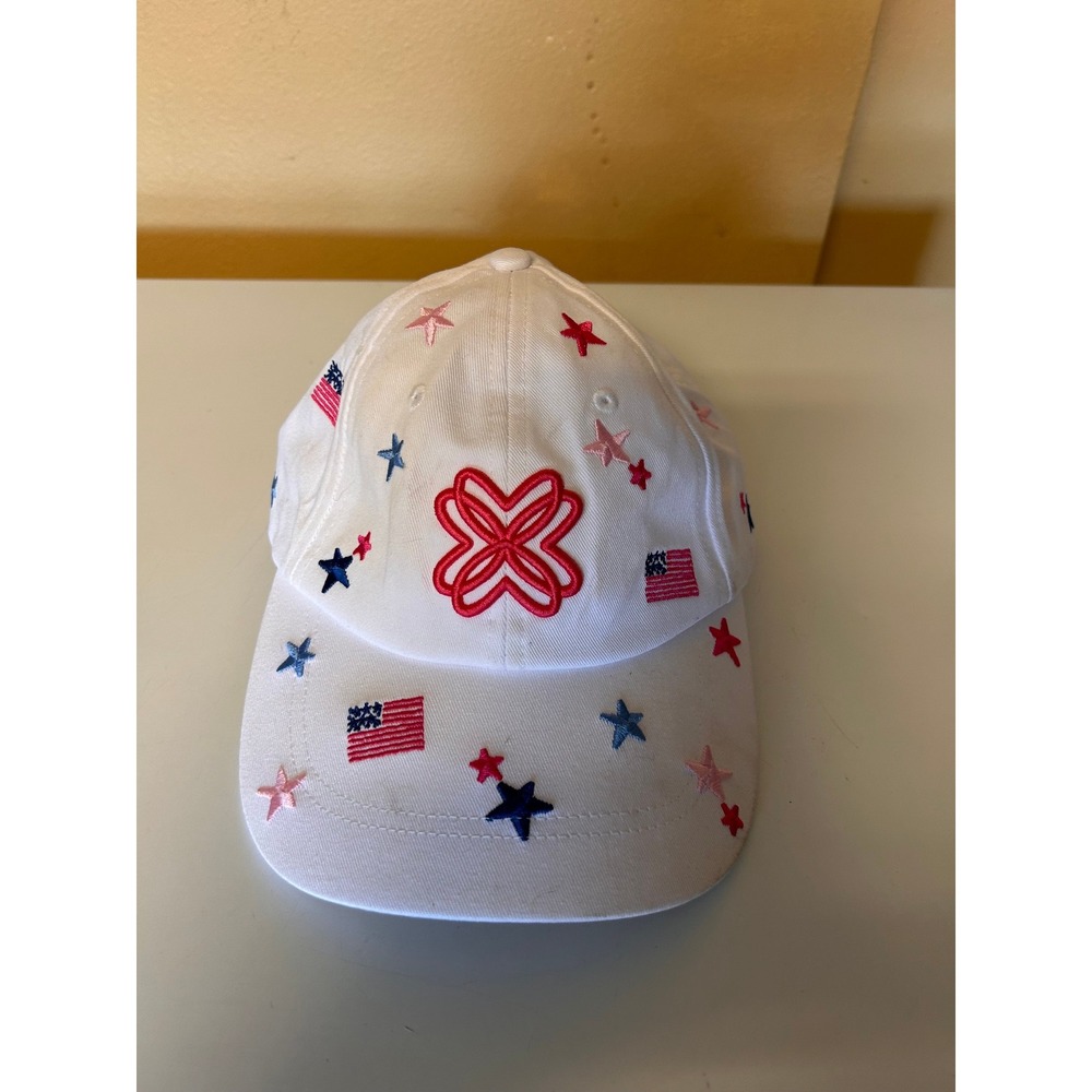Lilly Pulitzer White Americana Stars and Stripes Embroidered Baseball Hat Cap
